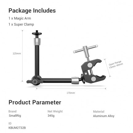 SmallRig Super Clamp W 1 4 And 3 8 Thread And 9 8 Inches Adjustable